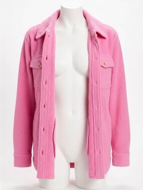 Thread & Supply Bright Hot Pink Teddy Shacket with Chest Pockets Size Small